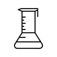 Laboratory glassware beaker science experiment equipment chemistry lab tool outline vector icon