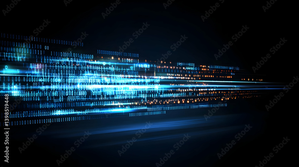 Aufkleber abstract futuristic digital design with glowing lines and numbers