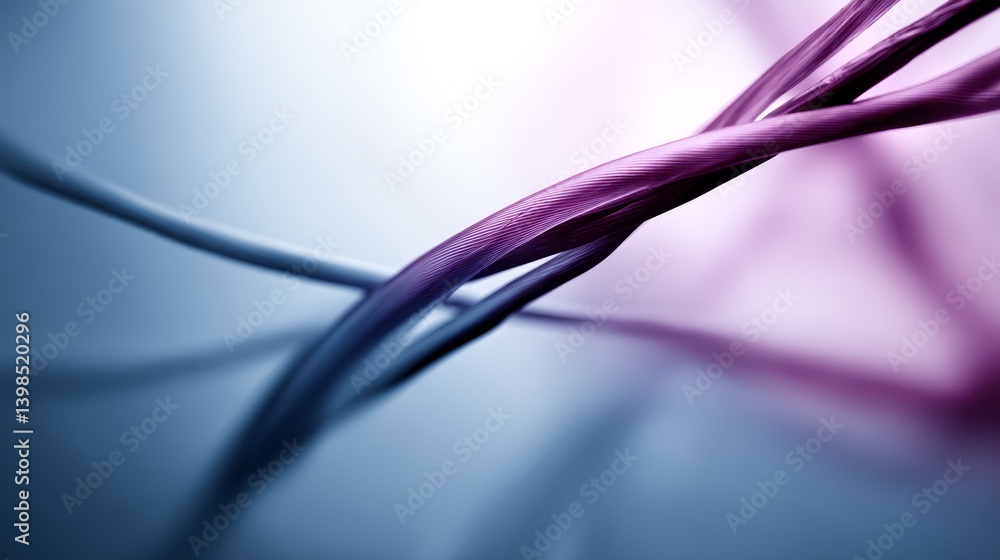 Poster Bioluminescent fibers intertwine in captivating patterns, forming a nebula of pulsating blue and violet energy, with ample space for additional text on the right side