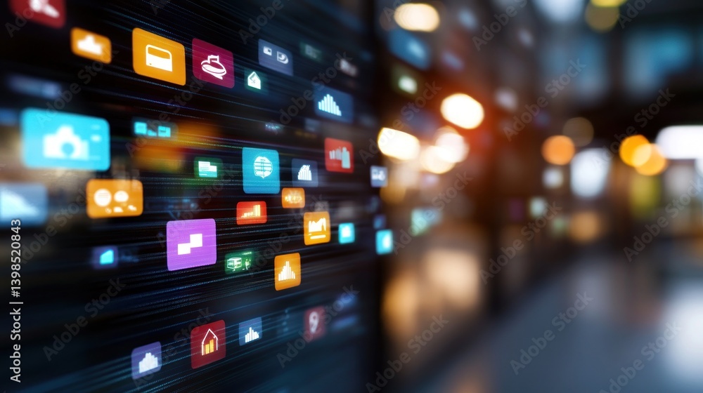 Poster abstract digital icons floating connecting technology