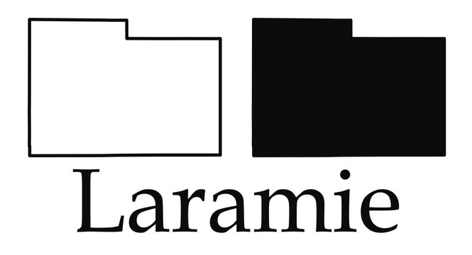 Laramie (Wyoming) city map with black border outline vector
