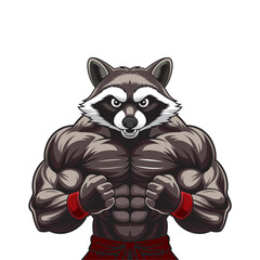 raccoon mascot vector illustration muscular raccoon design