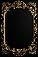 Royal filigree gold frame design on deep black backdrop for upscale branding