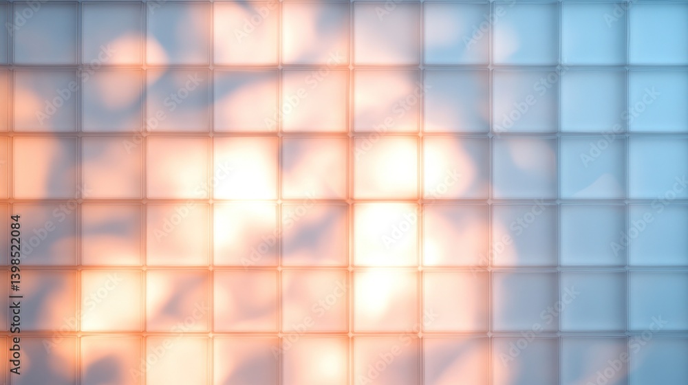 Poster abstract glass blocks pattern orange and blue gradient shadows texture background