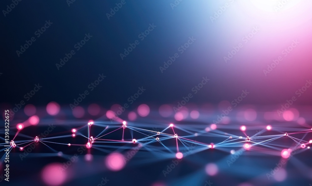 Poster abstract network of interconnected lines and glowing nodes digital connectivity technology concept