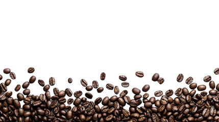 a bunch of roasted coffee beans on a transparent background, PNG image, PNG file, Generative art.