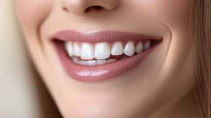 Fototapeta premium Bright Smile with Glossy Lips in Soft Light