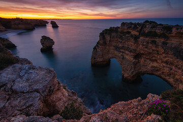 sunset over the sea - Portugal, Algarve, Praia da Marinha