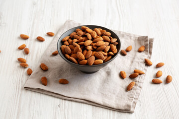 Roasted Almonds in a Bowl, side view.