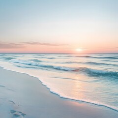 Serene Sunrise Beach Ocean Waves Soft Sand
