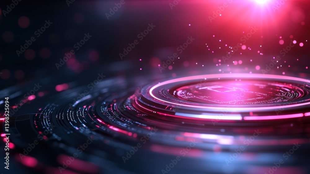 Aufkleber abstract technology platform with circular glow design digital data future innovation