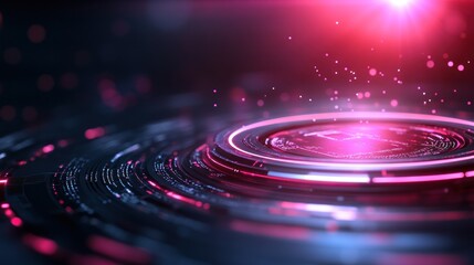 Obraz premium Abstract technology platform with circular glow design digital data future innovation