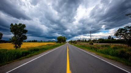 Fototapeta premium Country Road Under Storm Clouds (1)