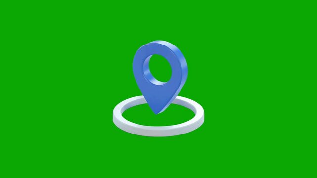 Location Pointer Animation on Green Screen, Navigational Pin Drop Motion for VFX Use