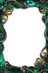 Sophisticated emerald frame with gold pattern highlights and shimmer