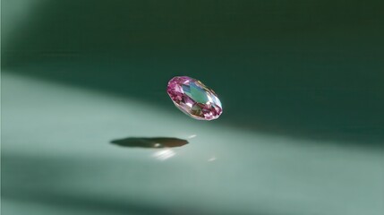 An irridescent gem floating in the air on a green background --chaos 20.
