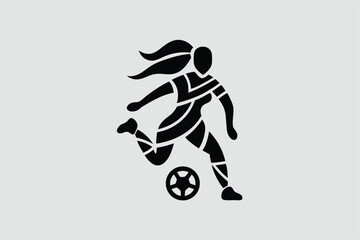 Fototapeta premium Female Soccer Logo Design – Minimalist Football Girl Icon – Women’s Sports Badge Vector