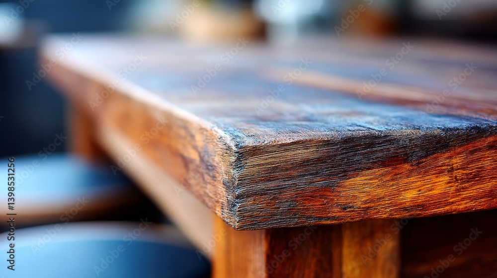 Poster a close-up of a sleek wooden surface captures the interplay of light and texture, highlighting polis