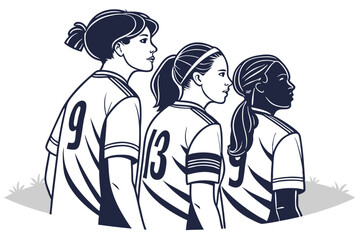 Team of Female Soccer Players – Women’s Football Team Illustration – Unity in Sports Concept Art