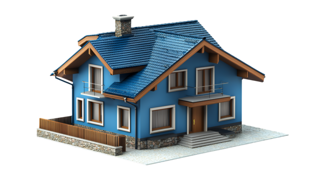 a 3d model of a small house on a transparent background, PNG image, PNG file, Generative art.