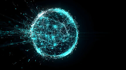 Obraz premium Abstract Glowing Cyan Sphere Digital Design