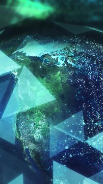 Earth in a virtual environment, symbolizing global digital transformation