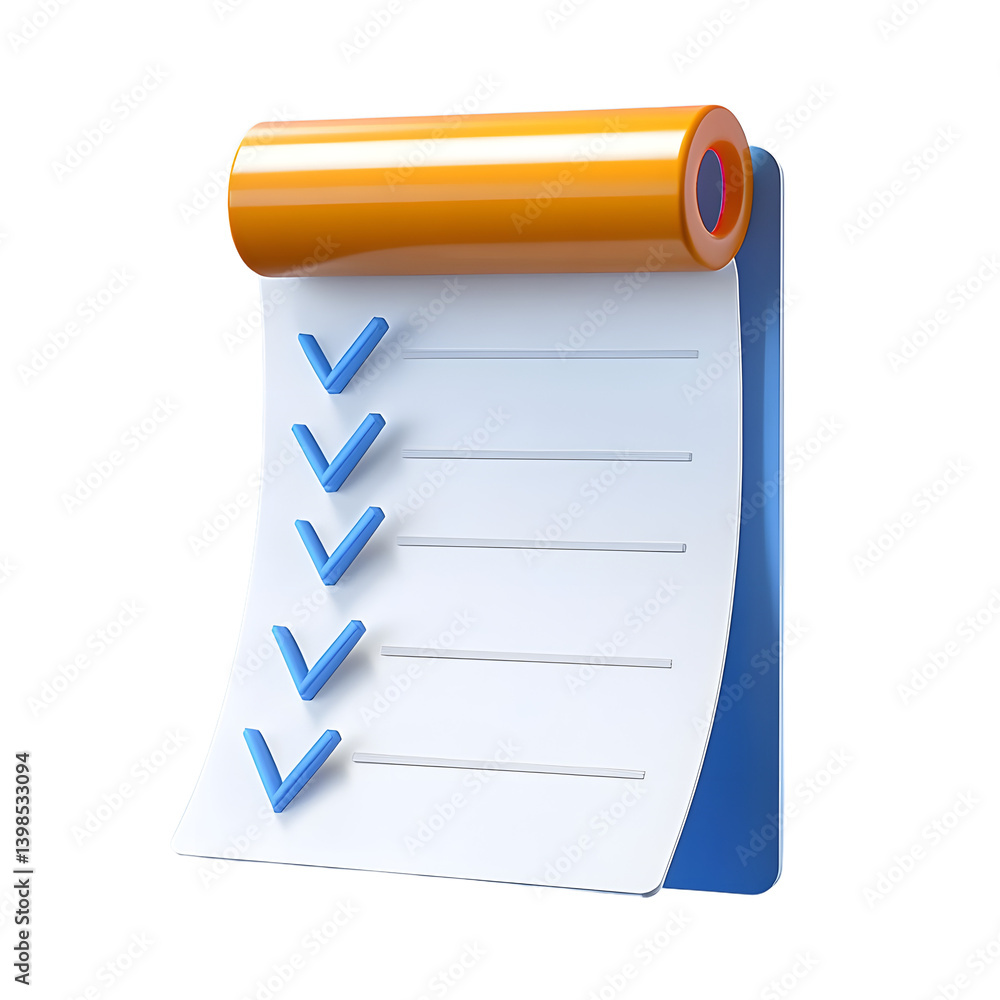 Poster 3d white paper task management todo check list, efficient work on project plan, fast summary, assign