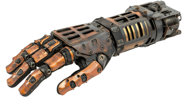 3d rendering of a robotic hand on a transparent background, PNG image, PNG file, Generative art.