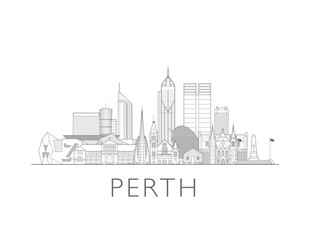 Perth, Australia cityscape illustration skyline drawing