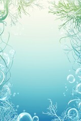 Gentle underwater border with transparent bubbles and serene lighting