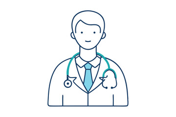 Fototapeta premium Medical Worker Wearing Lab Coat Vector Illustration
