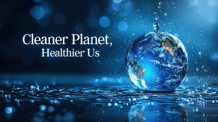 World environment day with conservation and action idea. Cleaner planet concept with a globe and water effects.