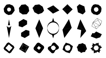 A bold collection of geometric shapes, exploring the interplay of light and shadow with stark black forms against a white background.