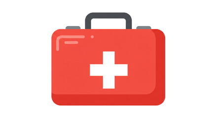 Fototapeta premium A red first-aid kit, a symbol of hope and readiness, prepared for any emergency, simple flat design.