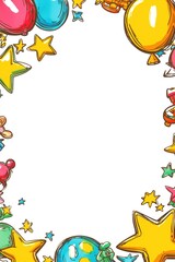 Fototapeta premium Happy kids’ frame filled with stars, toys, and whimsical decorations