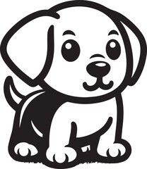Black & White Puppy Dog Vector