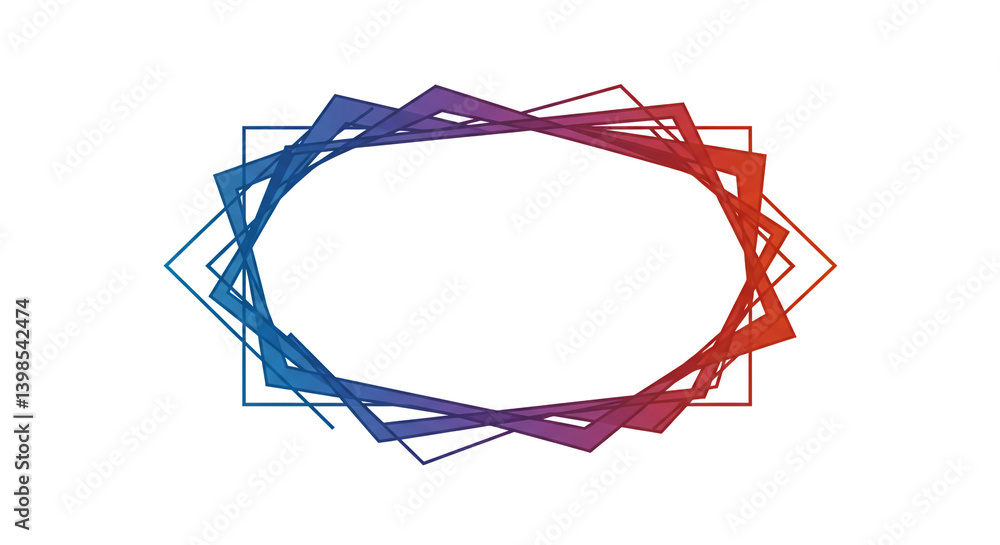 Poster a vibrant, colorful frame of overlapping squares forming an elliptical shape, creating a dynamic and