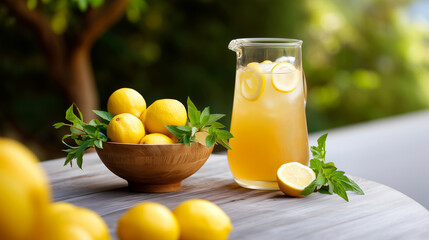 Fototapeta premium Refreshing summer drink lemonade pitcher still life composition