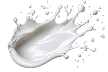 Fototapeta premium Creamy Milk Splash, 3D Render, Isolated on Transparent Background, Dairy Product, Liquid, Splashing, Milk, Cream, Design