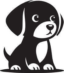 Black & White Puppy Dog Vector