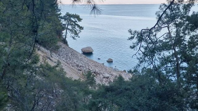 View of the Mediterranean from a cliff in Beldibi Turkey