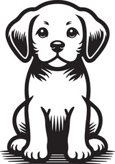 Black & White Puppy Dog Vector