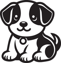 Black & White Puppy Dog Vector