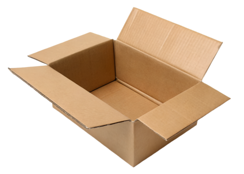 Empty cardboard box isolated on transparent background png
