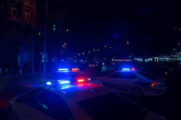 Police Car Lights at Night