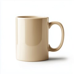 Beige ceramic coffee mug, simple design, empty cup, kitchen decor, modern style, home beverage container