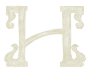 Watercolor Illustration of Vintage Letter and Monogram
