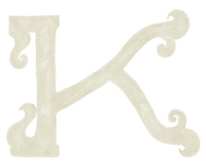 Watercolor Illustration of Vintage Letter and Monogram
