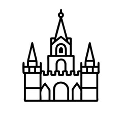 Castle vector illustration, medieval fortress drawing, fairytale kingdom clip art, outline icon, 90 chars