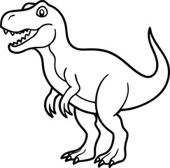 Tyrannosaurus Dinosaur Line Art  in Black and White